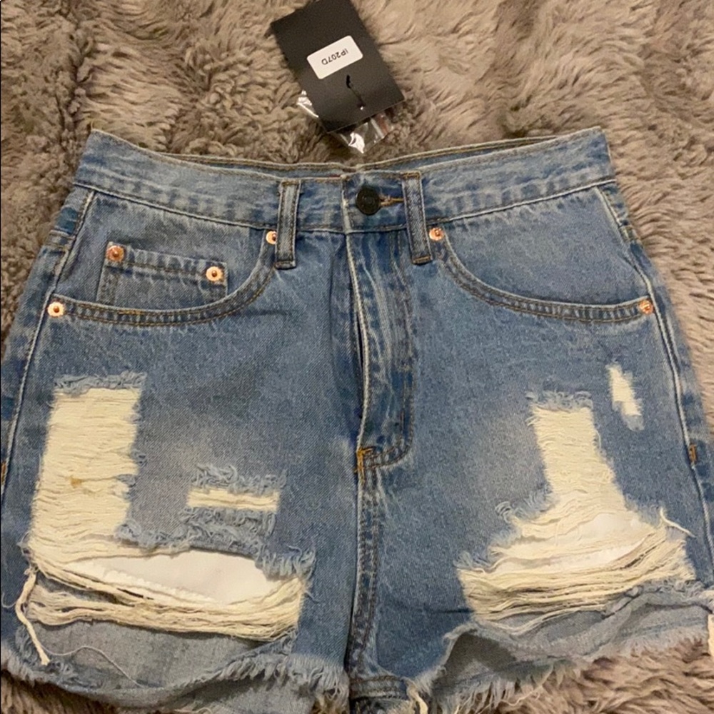 High waisted denim shorts